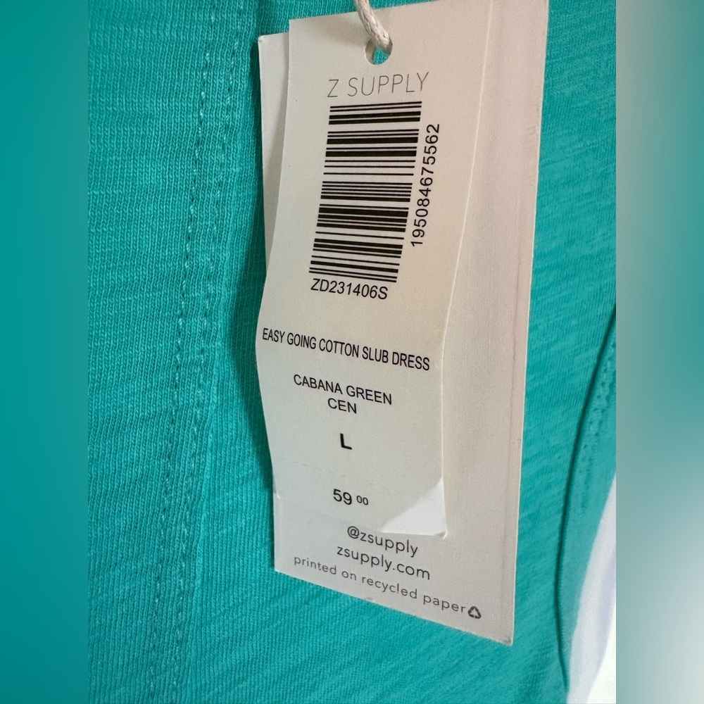 Z Supply NWT Easy Going Cotton Slub Midi Dress Cabana Green Size Large - Picture 4 of 11